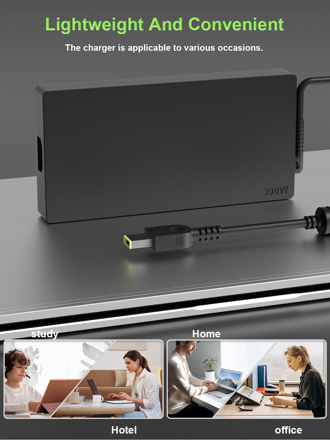 Slim 300W ładowarka kompatybilny z Lenovo Legion Pro 5 7 5i 7i 9i 16IRX8 16ARX8H 16IAH7H 16IRX9 16IAX10H 16ITHg6 16ACHg6 16IAX7 R9000 Y9000 ThinkPad R7000P LOQ 17IRB8 Laptop