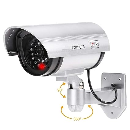 POXEFLIP IR Security CCTV False Outdoor Camera Fake Dummy Security Camera Realistic Looking Dummy Security CCTV Dummy Bullet Camera