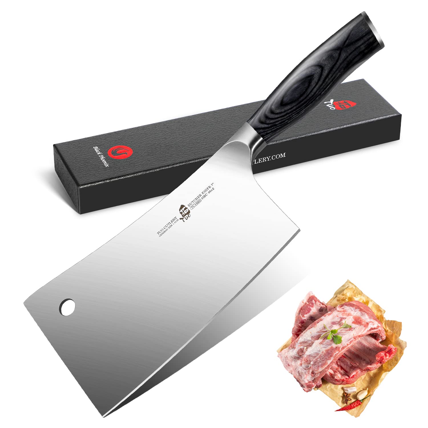 TUO Meat Cleaver 7 inch Kitchen Knife Cleaver, For Cutting Meat