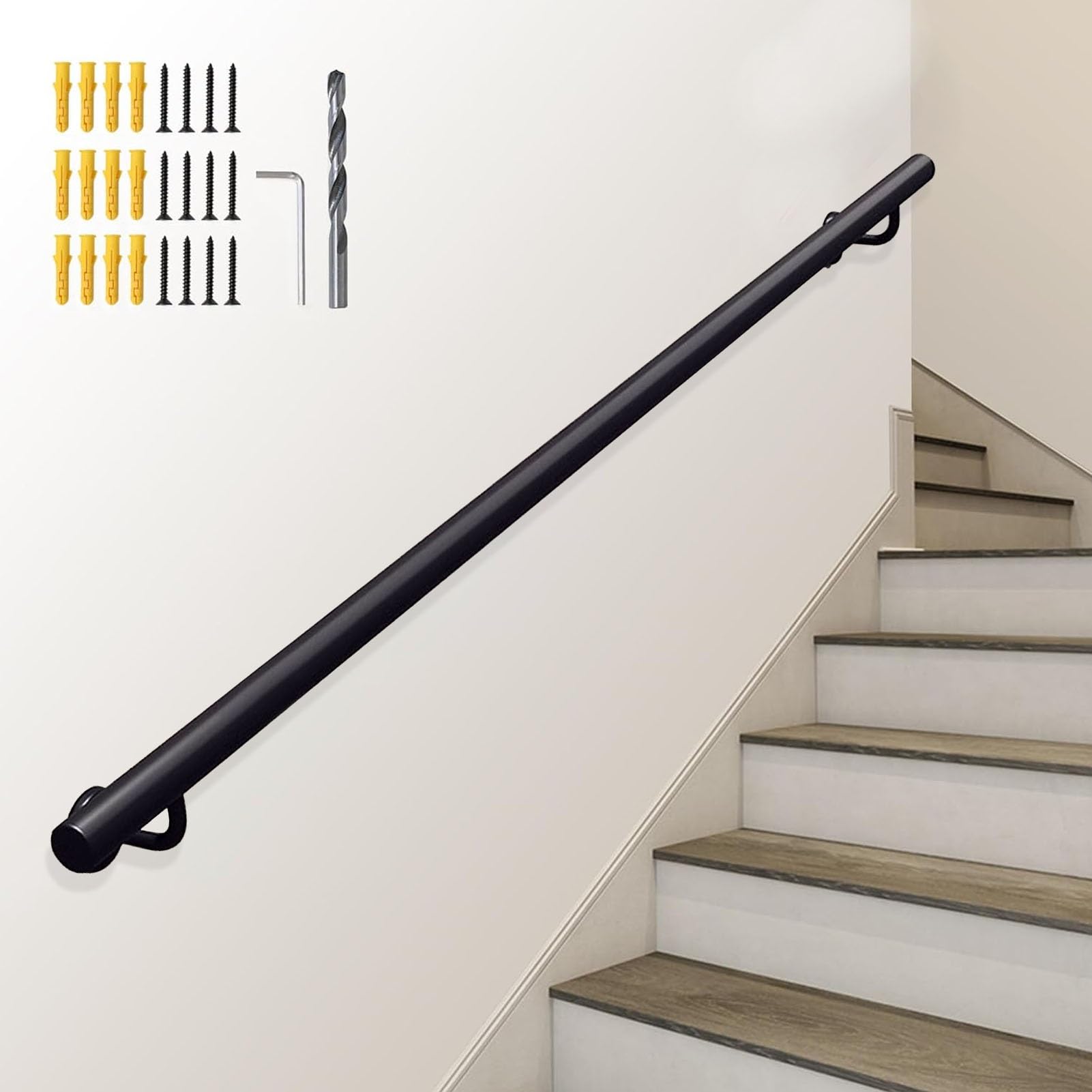 Rampe d'escalier en fer forgé intérieur extérieur de 280 cm pour porche et couloir