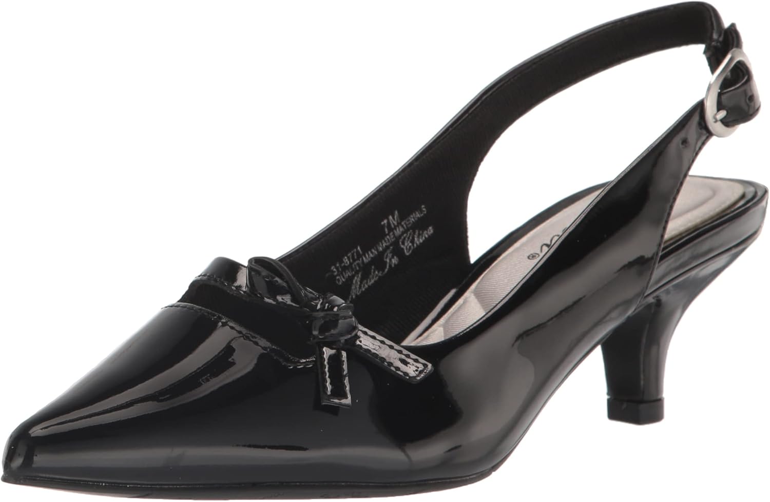 Easy Street Women's Emerin Pump, Black Patent, 7.5 Narrow