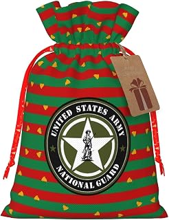 ZDHGAEW United States Army National Guard Christmas Gift Bags, Santa Wrapping Bags, With Drawstring And Tags Reusable, Xmas Presents Bag, Holiday Party Favors, Birthday & Christmas Gift