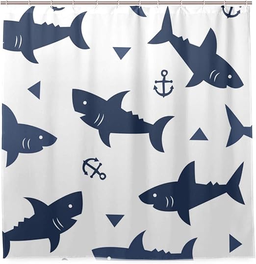 Amazon Kapanou防水 シャワーカーテン シームレスパターンサメベクトルイラスト かわいいシャワーカーテン ユニットバス バスルーム 芸術の装飾 180cmx180cm バスフック付き 取り付け簡単 シャワーカーテン ホーム キッチン オンライン通販