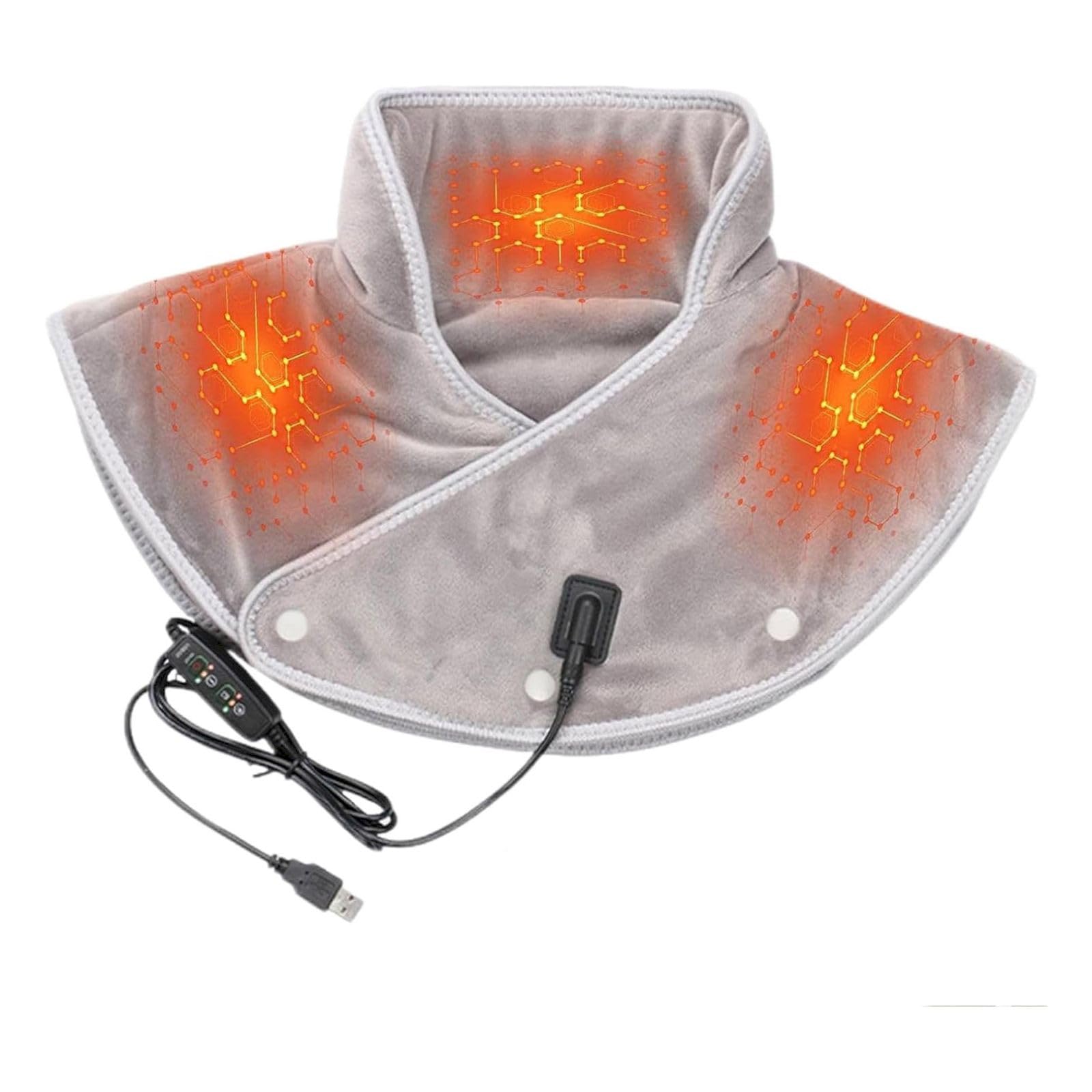 Heating Pad for Neck and Shoulders USB Electric Heated Electric Heating Pad with 3 Temp ＆ Massage Settings Auto Shut-Off Vibrating Heating Pad Gifts