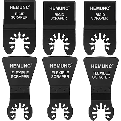 HEMUNC 6 Oscillating Tool Scraper Blades Flexible Rigid Scraper Blade, for Removal of Caulk,Vinyl Flooring,Paint,Carpet,Tile Adhesives
