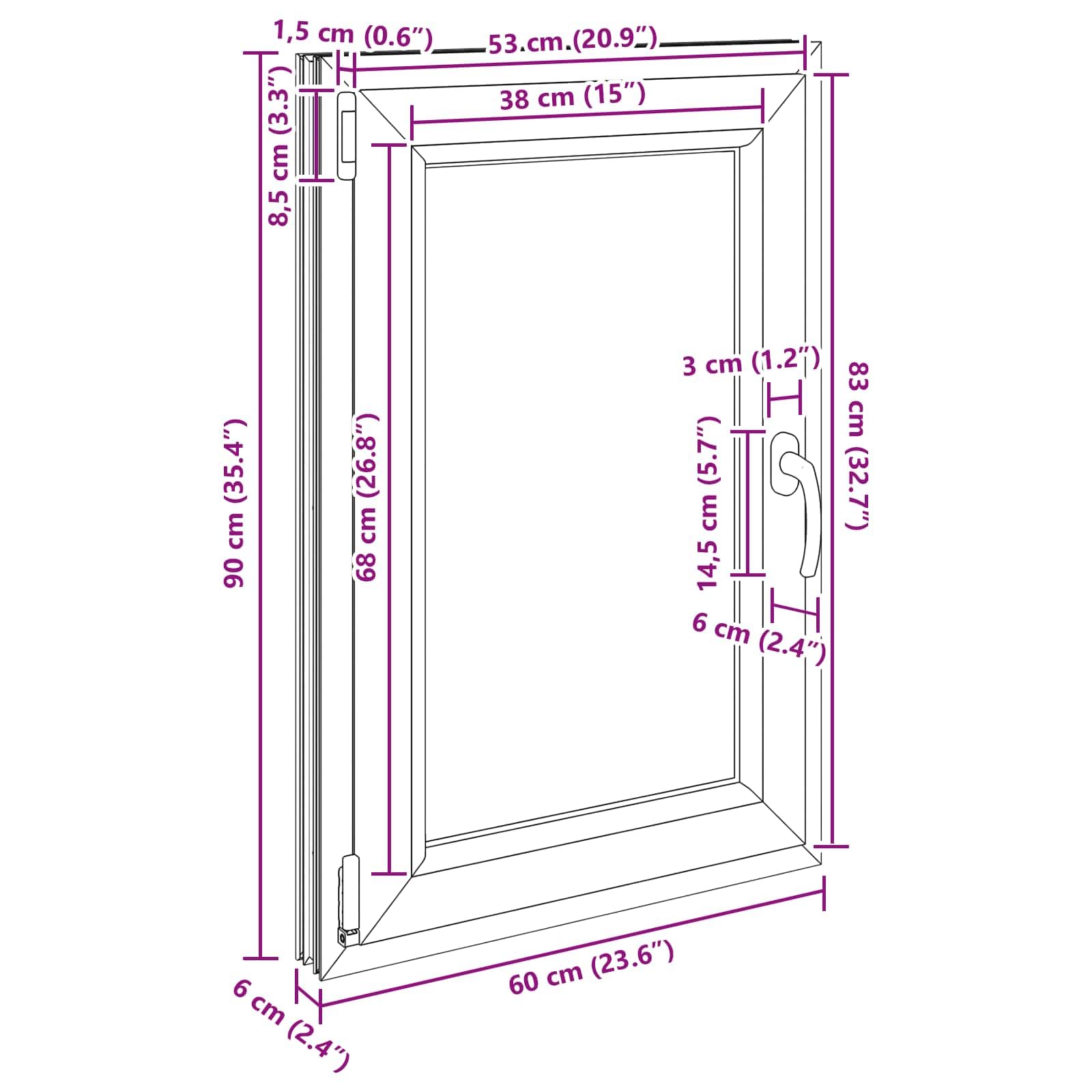 vidaXL Ventana de sótano RISOR 60 x 90 cm PVC y Vidrio Blanco, Sótano, Aislante Térmico Moderno y Duradero para Ventanas Eficientes, Accesorios de Vidrio PVC Aislantes