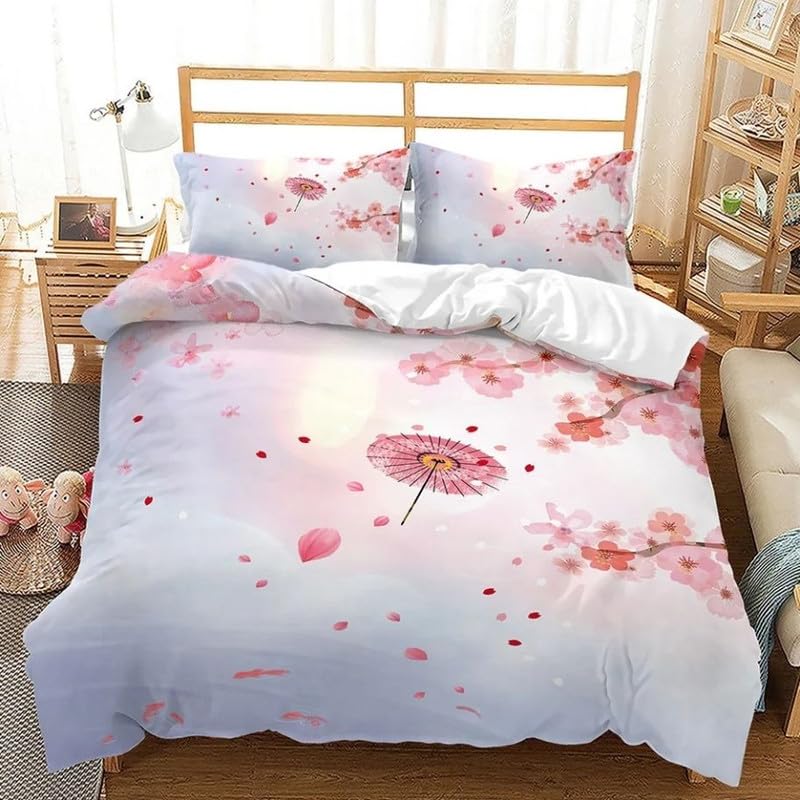 Funda nórdica cama 90 de flor morada y microfibra 155x220 cm con una funda de almohada de 50x75 cm