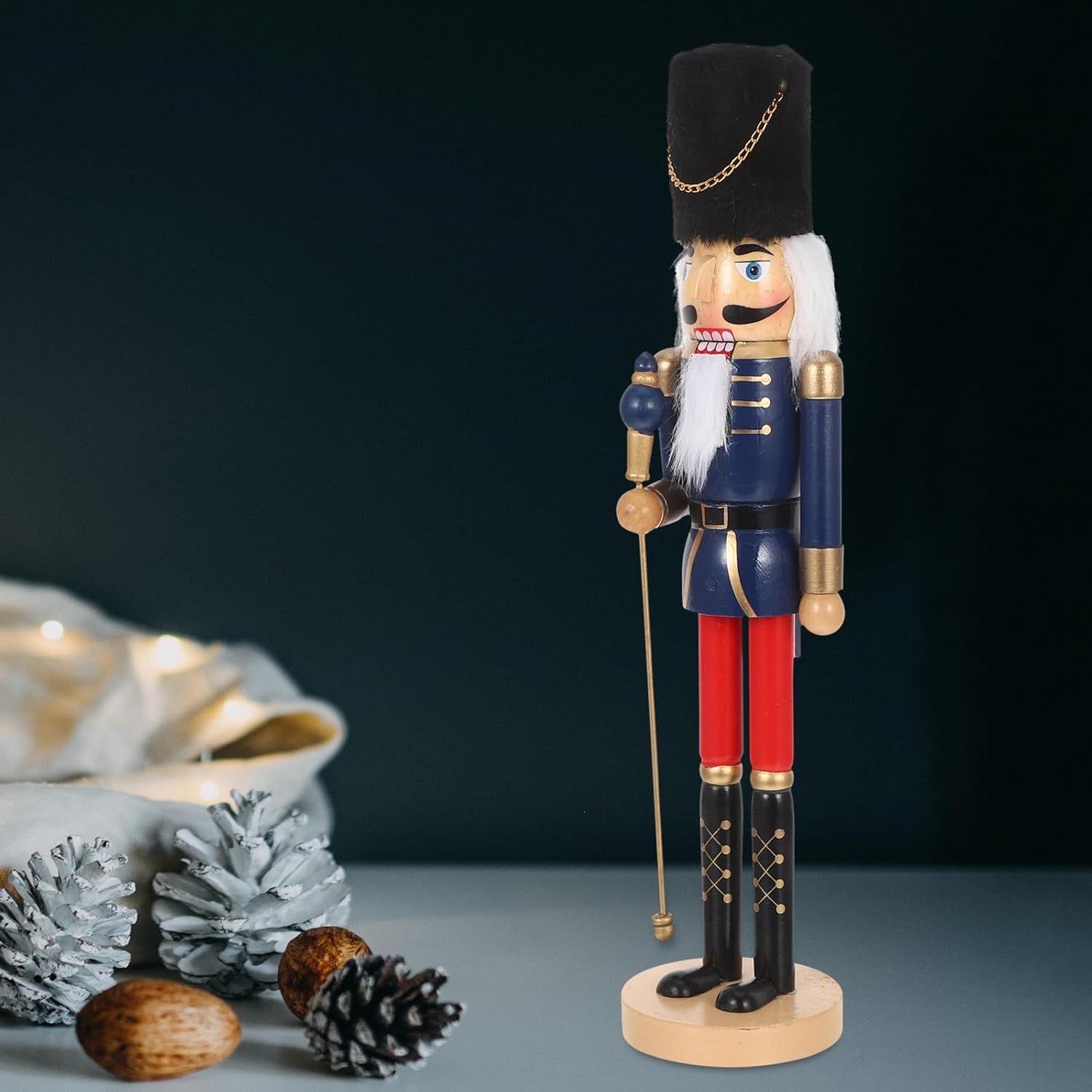 LUOZZY Traditional Wooden Nutcracker Soldier Figurine Ornament for Christmas Tabletop Festive Holiday Decoration Collectible Gift