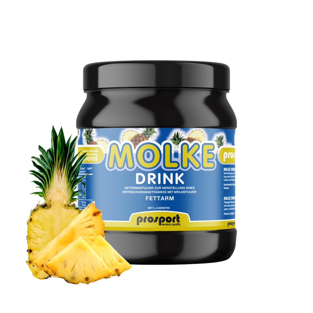 Prosport Molke Drink Ananas mit L-Carnitin 1000g – Molkepulver in Dose – Trinkpulver mit Süßmolke