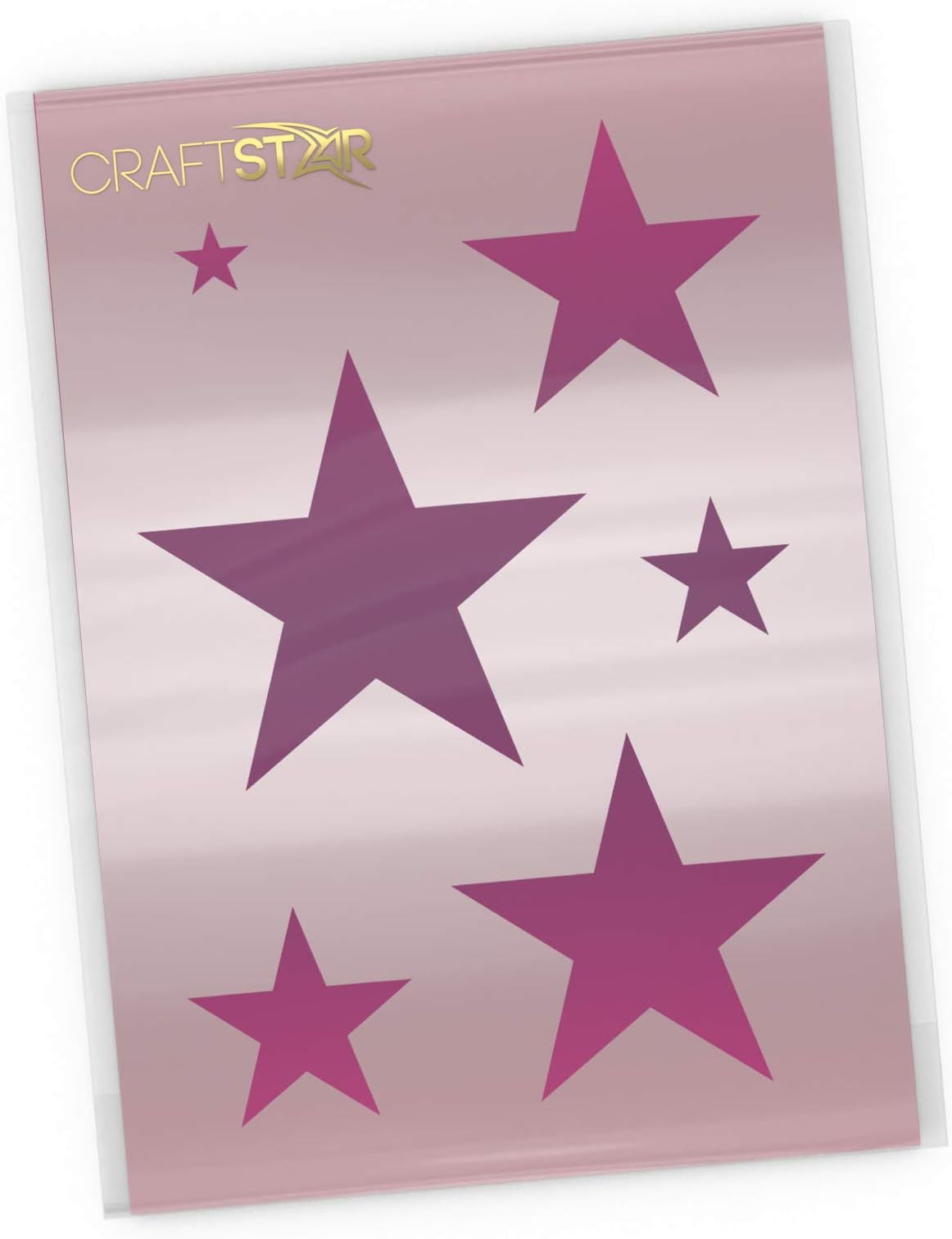 CraftStar Stars Stencil - A4 Sized Mylar Stencil (6 Star Sizes from 2 to 12 cm)
