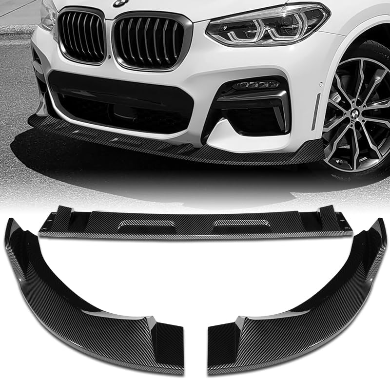 3pcs Front Bumper Lip Spoiler Body Kit Compatible with 2018-2021 BMW X3 X4 G01 G02 M-Sport 2019 2020 (Carbon Look)
