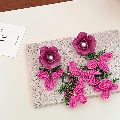 Brincos com pingente de flor, brincos de gota boho, brincos de declaração para mulheres e meninas, C