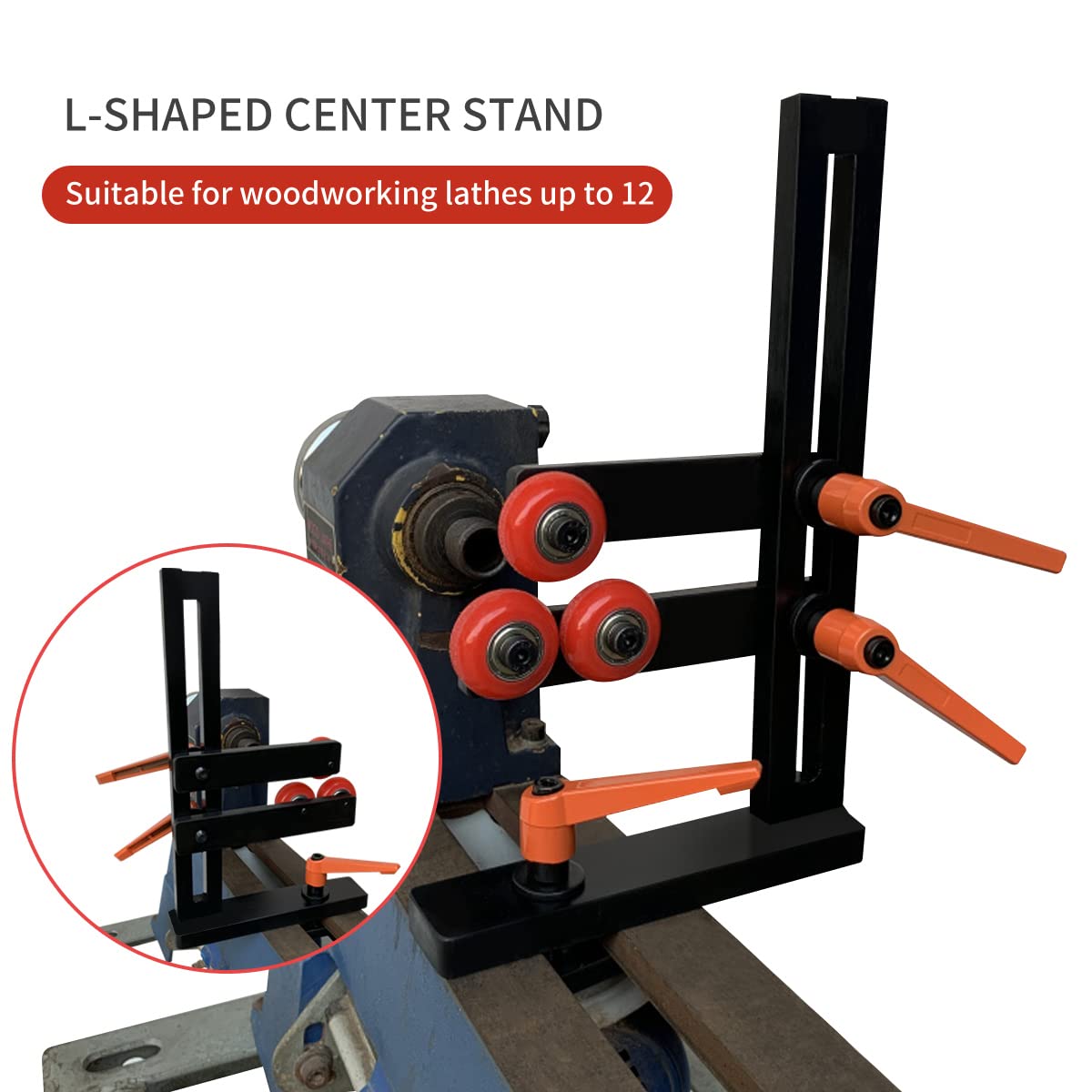 Power Lathes Wood Lathe Steady Rest - L Shaped Center With 3 Adjustable ...