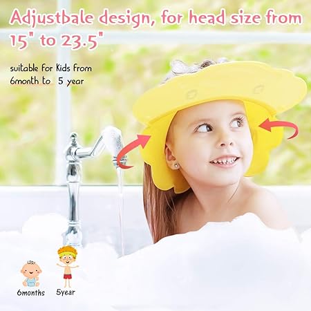 Securite Bonnet De Douche 3 En 1 Pour Enfants Nourrissons De Plus De 6 Mois Mignon Canard Jaune Les Oreilles Et Le Visage Reglable Pour Bebe Visiere De Bain En Silicone Protection