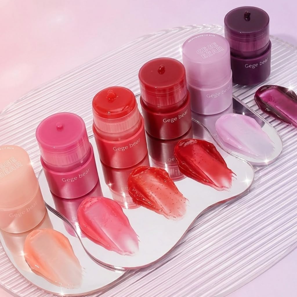 Gege Bear Glossy Essence Lip Balm | Smooth Glide Non-Sticky Texture with Buildable Color | Long-Lasting Hydration & Comfortable Wear | Moisturizing Tinted Lip Gloss Balm | Soft Plump Look & Natural Shine Glass Lips Effect For Women Girls (06#Grape Freeze, 9g)-image-47