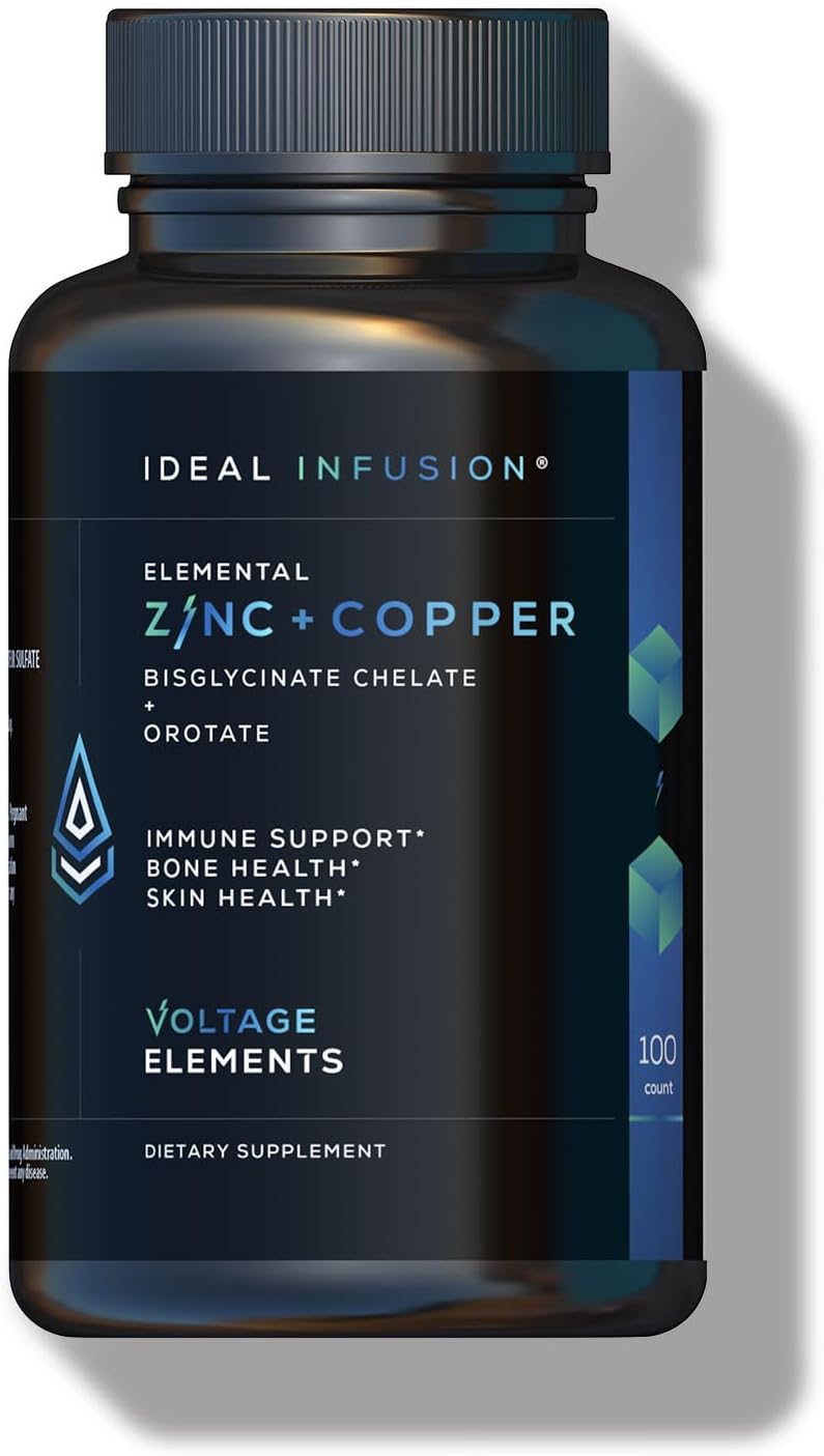 Zinc Bisglycinate + Orotate 245mg with Copper Chelate: Muscle & Skin Health, Hormone Balance - Elemental Zinc 50mg (100 Servings) Vegan