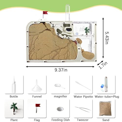 Miniatura 9 de Ant Farm Castle, Granjas de hormigas con arena amarilla y kit de herramientas, kit de observación de colonias de hormigas, kit de ciencia de hábitat