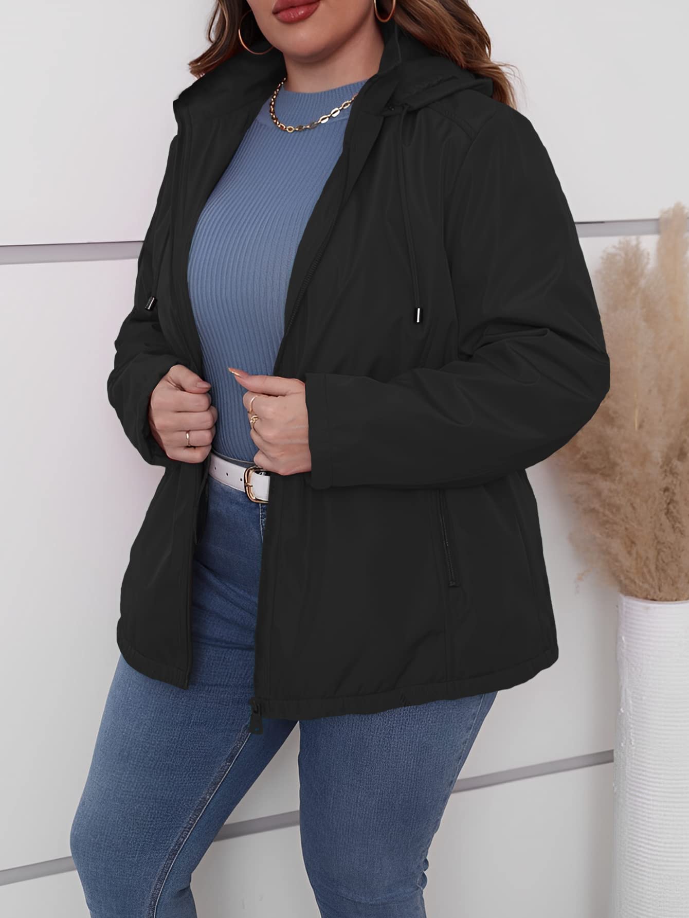 Geschallino Giacca da Donna Imbottita Leggera Foderata Trapuntata Softshell Taglie Forti Invernale con Cappuccio (XL-5XL)