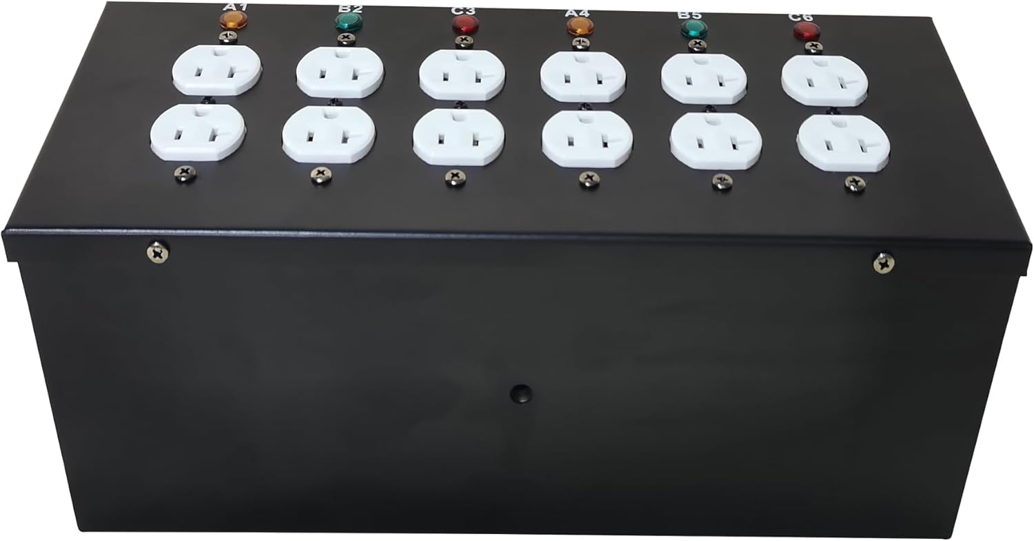 JUNMAN 6 Channel L14-30 to 12 Edison Power Distro Distributor Box for Stage DJ Lighting Party Event Show - Image 2