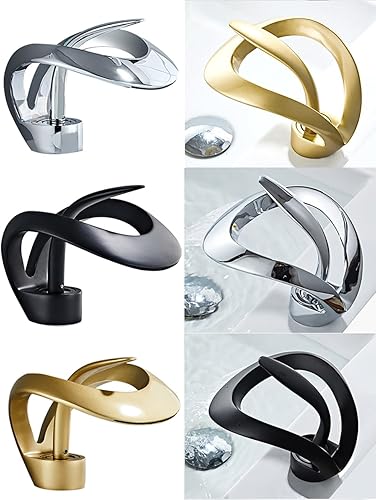 Miniatura 4 de Grifo de baño en cascada de 1 agujero, mango único, grifo de baño moderno mezclado agua fría y caliente, diseño elegante grifo de agua para
