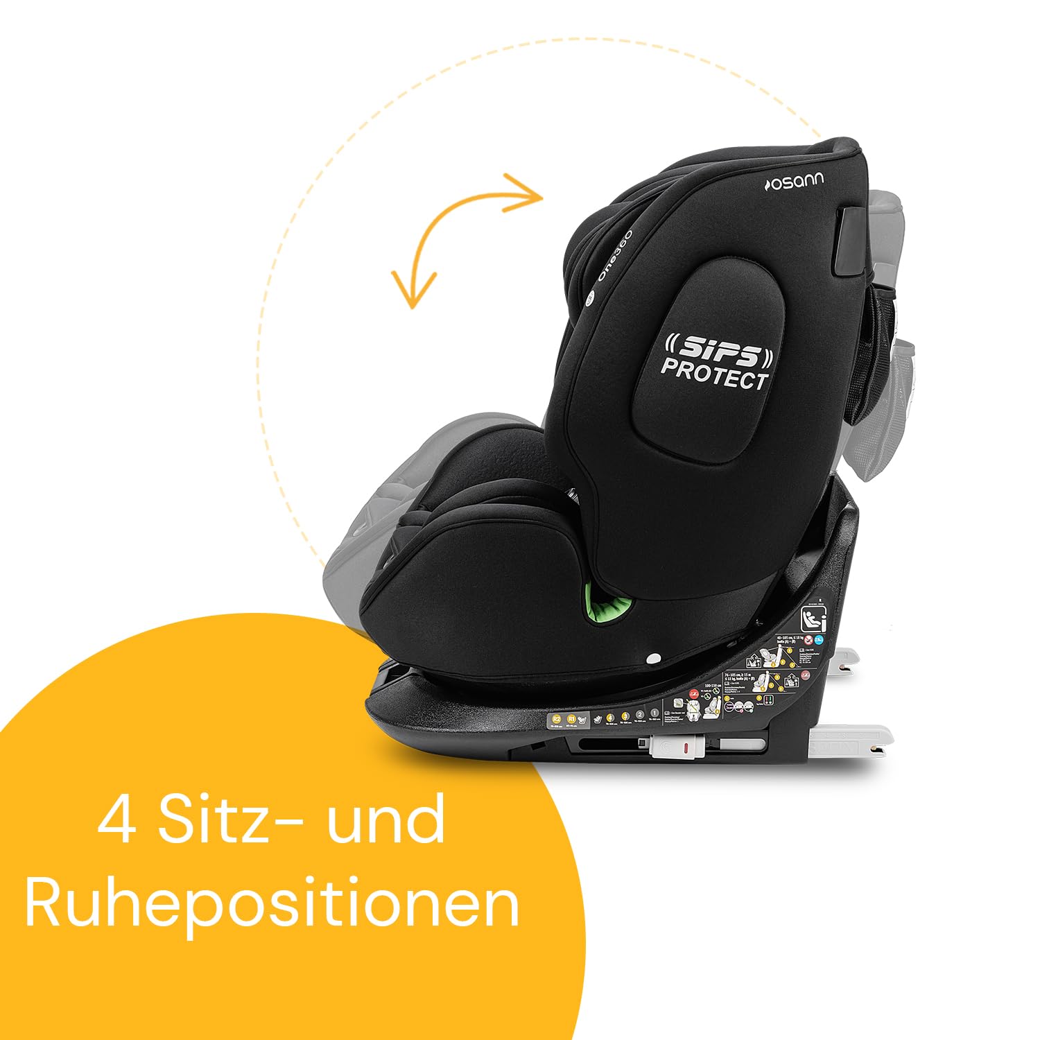 Osann One360 Reboarder 360 drehbarer Kindersitz Isofix 40-150 cm – Black | Kindersitz 0-12 Jahre, mitwachsender Baby Autositz, Kinderautositz mit viel Komfort & besonders sicher