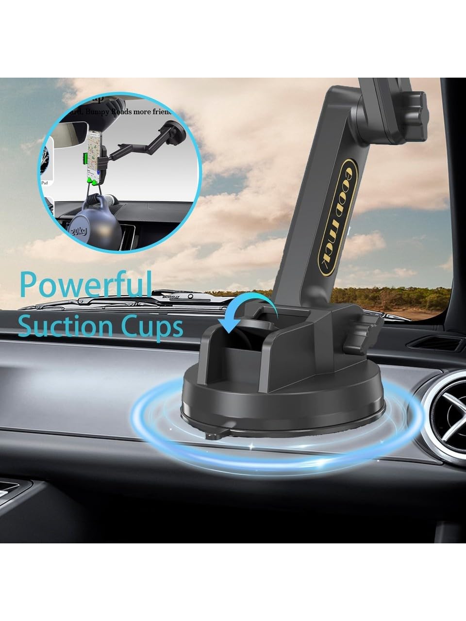HEARTZ D001 Ağır Vasıta Araçlar için Araç Tutucu Kamyon Tır Otobüs Ekskavatör Gibi Büyük Araçlar için Büyük Boy ve Büyük Vakumlu Ergonomik Tasarım APlus Kalite Memnuniyet Garantili Araç Telefon Tutucu
