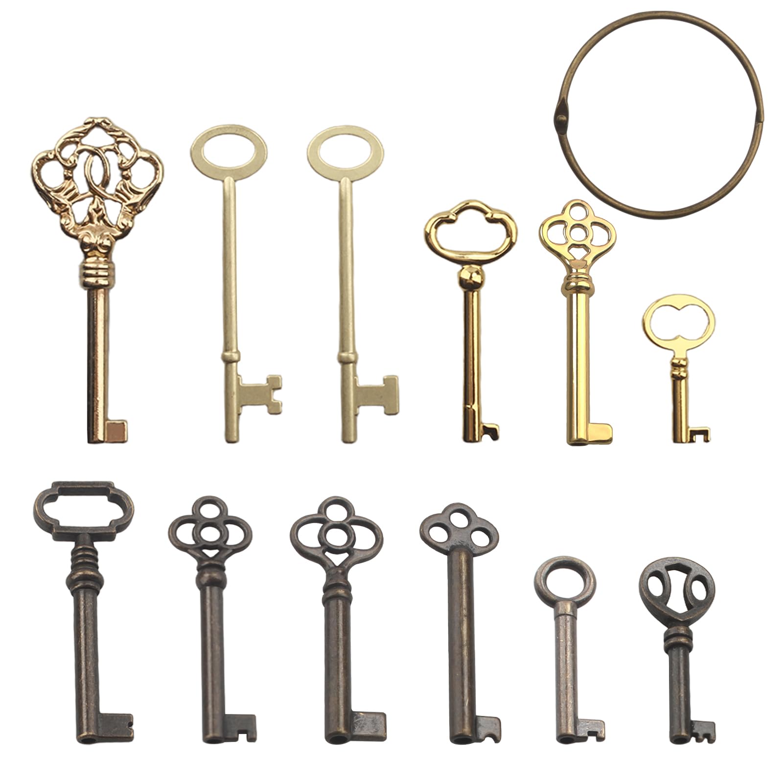12pcs Skeleton Key Set, Universal Vintage Keys Kit Hollow Barrel