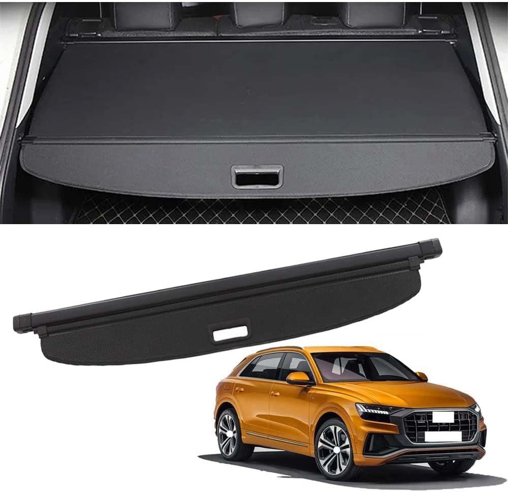 Cwylf Black Car Retractable Rear Trunk Parcel Shelf For Audi Q8 Suv 2019, Trunk Cargo Cover Partition Cover Luggage Sunshade Car Interior Accessories