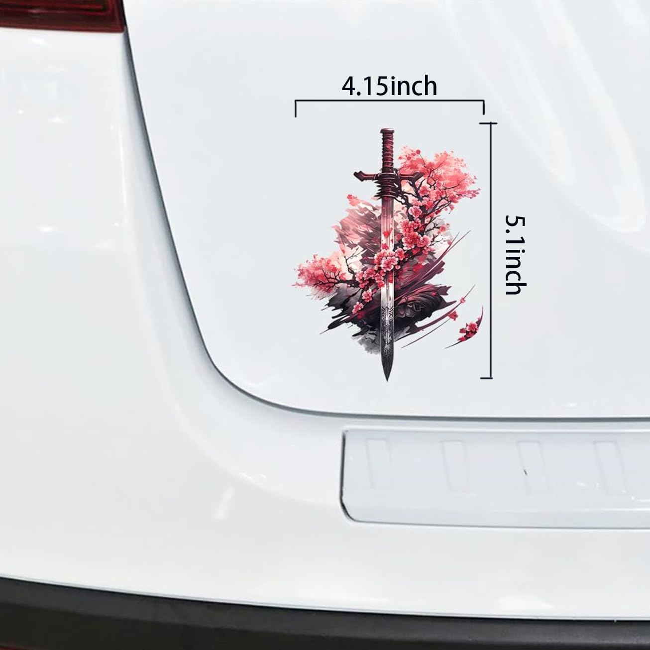 5.1" Beautiful Cherry Blossoms and Samurai Swords Car Accessories Stickers Motorcycle Trunk Auto Body Decals image 3