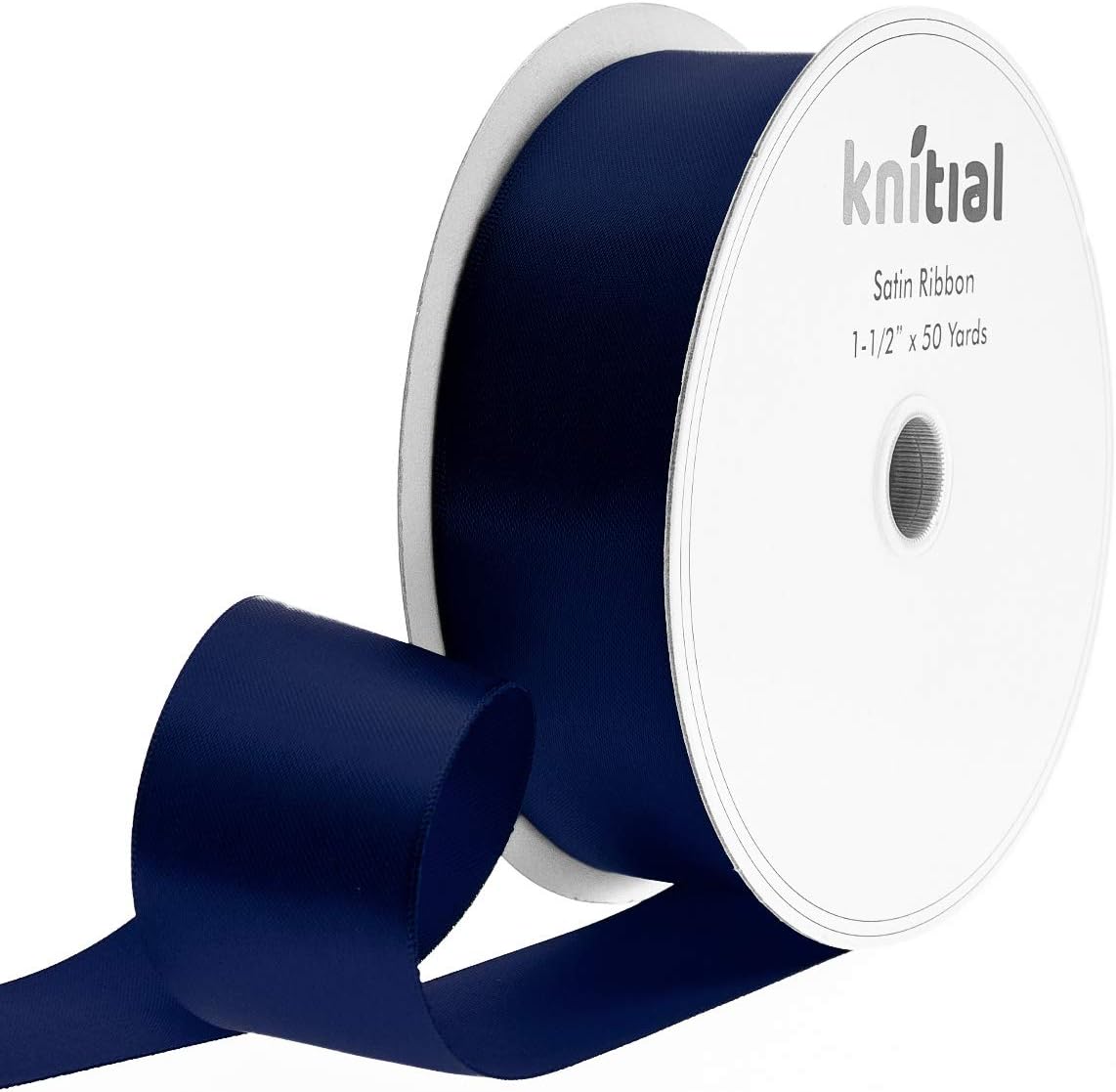 Knitial Satin Navy Blue Ribbon 11/2 inch x 50 Yards Double Face for Gift Wrapping