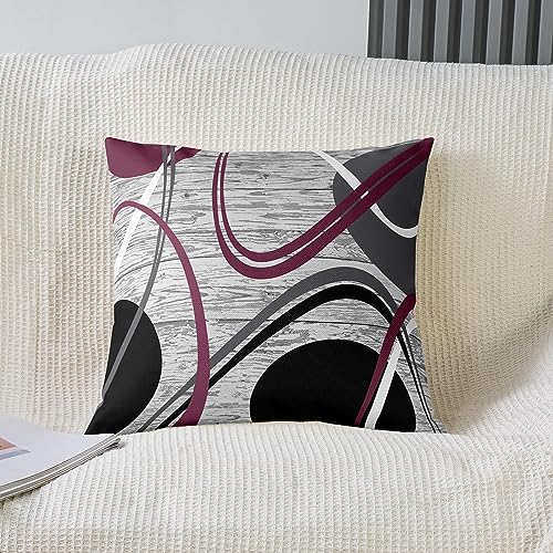 Homemissing Purple Black Grey Throw Pillow Covers 16x16 Inch Set of 2 Modern Wavy Circles Decorative Throw Pillowcases Modern Abstract Art Pillow Cases Cushion Covers Stripe Swirl Cushion Case - Image 2
