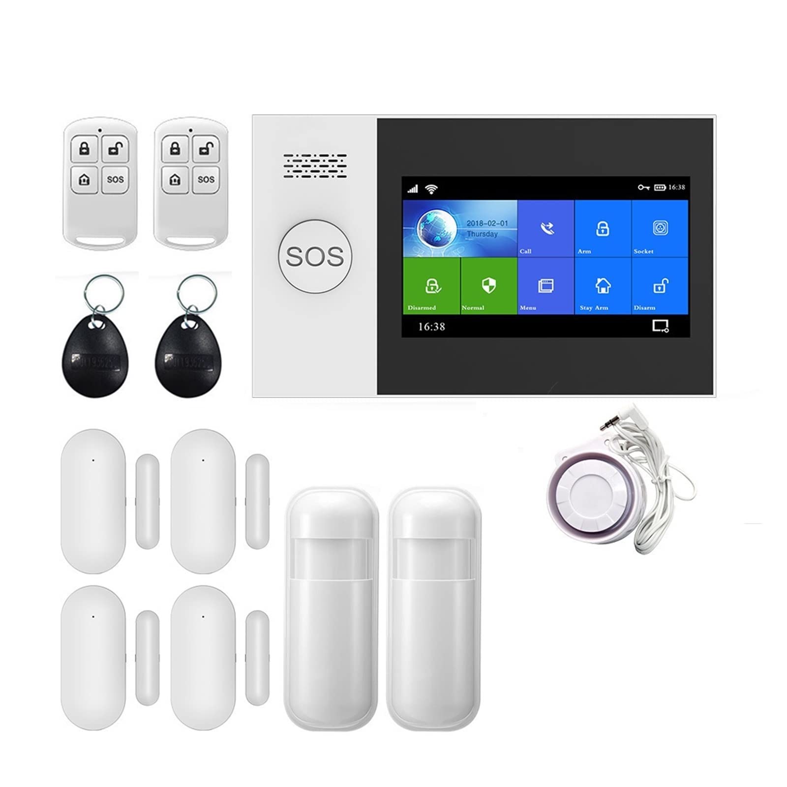 CUDTAPI Wireless GSM Home Security Alarm System Smoke Detector Burglar With Motion Sensor For Tuya SmartLife APP(D)
