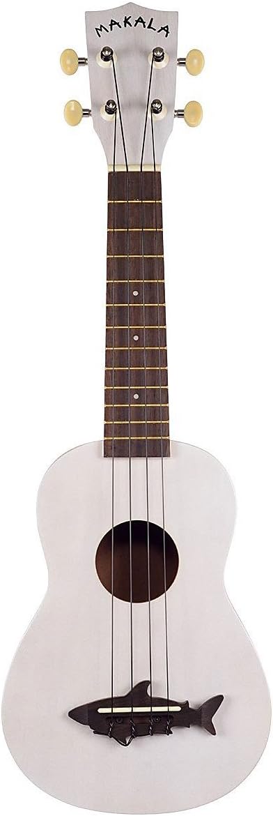 Makala MK-SS-WHT Shark Bridge Soprano Ukulele with Vintage Satin Finish - Great White