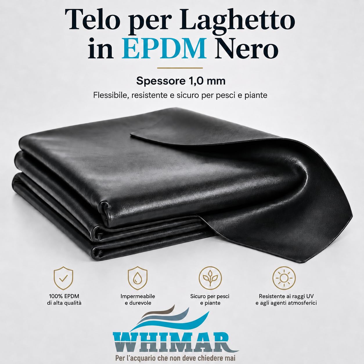 Whimar Telo in EPDM Nero Stabilizzato UV Spessore 1mm per Laghetto o Stagno - Made in Germany (4,5 x 6 mt 1mm)