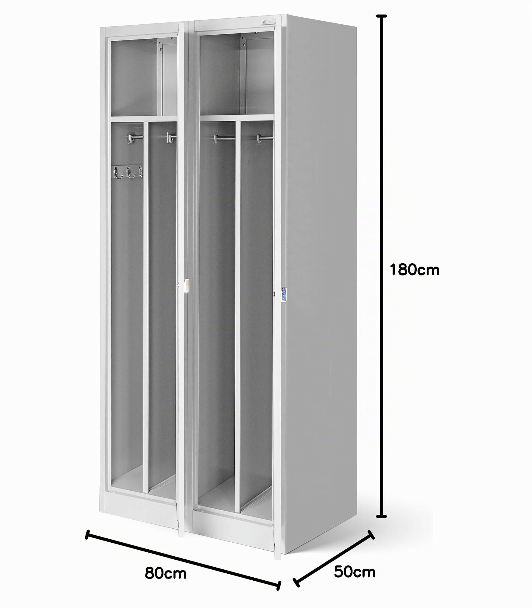 Jan Nowak Spindschrank Umkleideschrank Metall 2 Abteile 180x80x50 cm – Ansicht 3