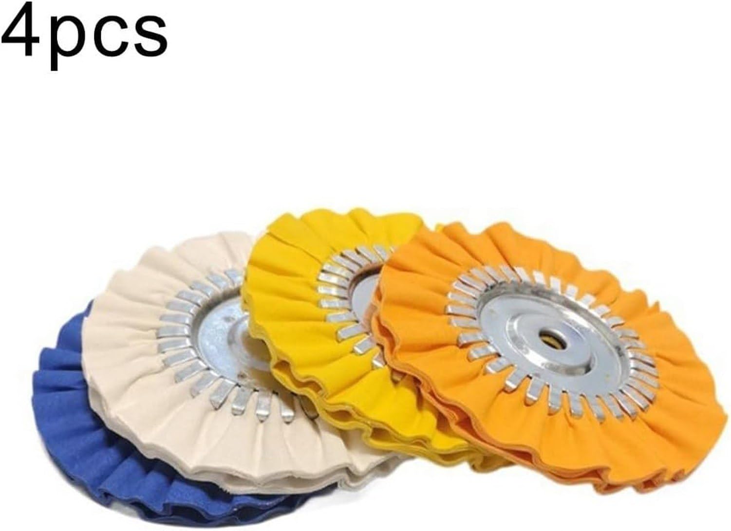 Kit de Pulido de 8 Pulgadas para Tubos de Escape, Llantas y Depósitos con Discos de Tela y Cera, Set de 7 Piezas para Bricolaje en Metal y Madera, 4-Piece Set