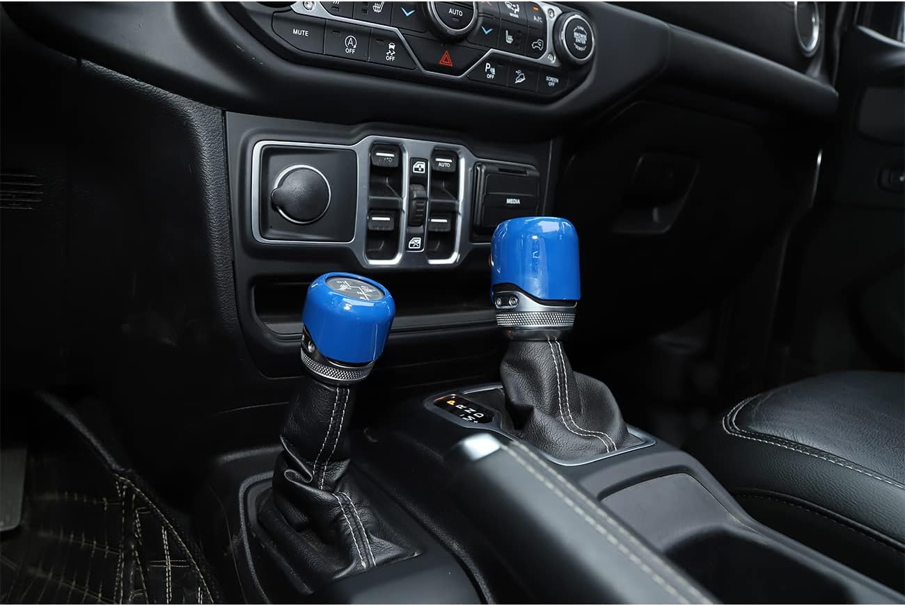 Compatible with Jeep Wrangler 2018-2024 JK JKU ABS Cover Sticker Interior Accessories Car Accessories Decorative (Blue, 4WD Handlebar Decoration)