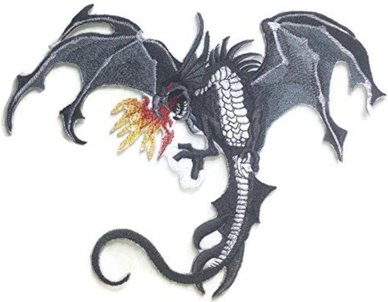 Custom Fire Breathing Dragon Embroidery Iron On/Sew Patch [9.69" x 8.99"][Made in USA]