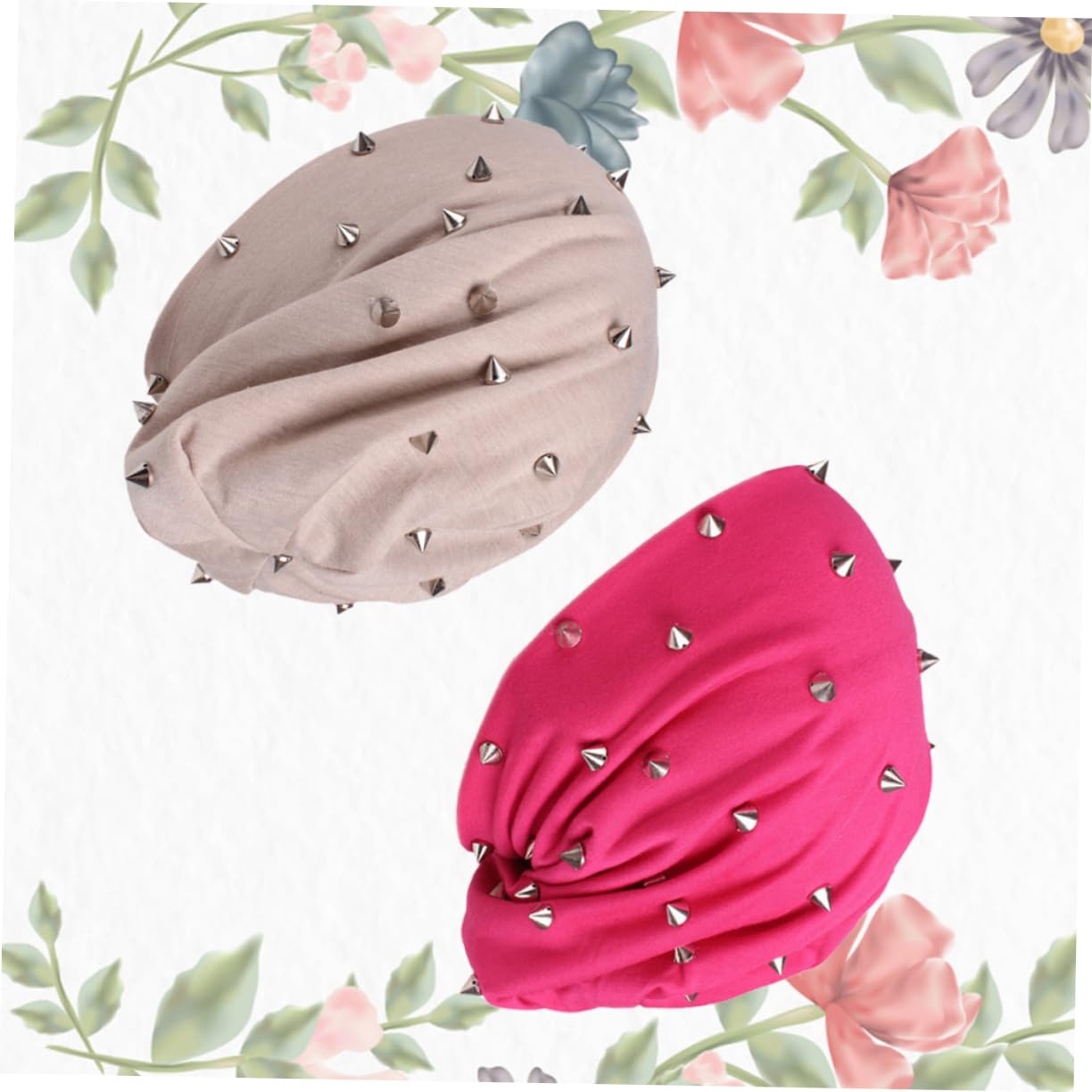 GALPADA 6pezzi Beanie Con Rivetti Punk Cappello Turbante Autunnale Per Chemoterapia Cappello Comodo e Caldo Beige