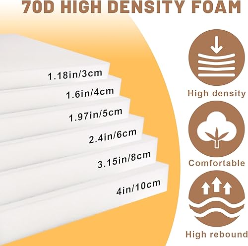 Miniatura 3 de Yoinnt Cojines de banco personalizados, cojines de asiento de tamaño personalizado, cojín de banco de jardín grueso y suave, cojín de espuma gruesa