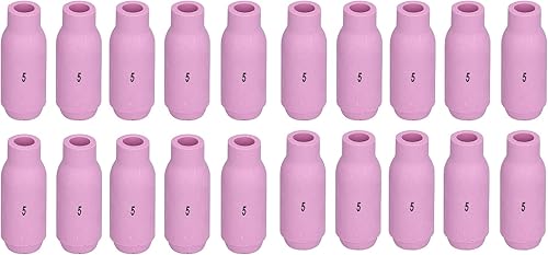 20 Uds TIG Alúmina Boquillas Copa Cerámica 10N49 5 # TIG Soldador Copas Gas Lens Shield Consumibles Disipación de Calor Rápida para Antorcha de