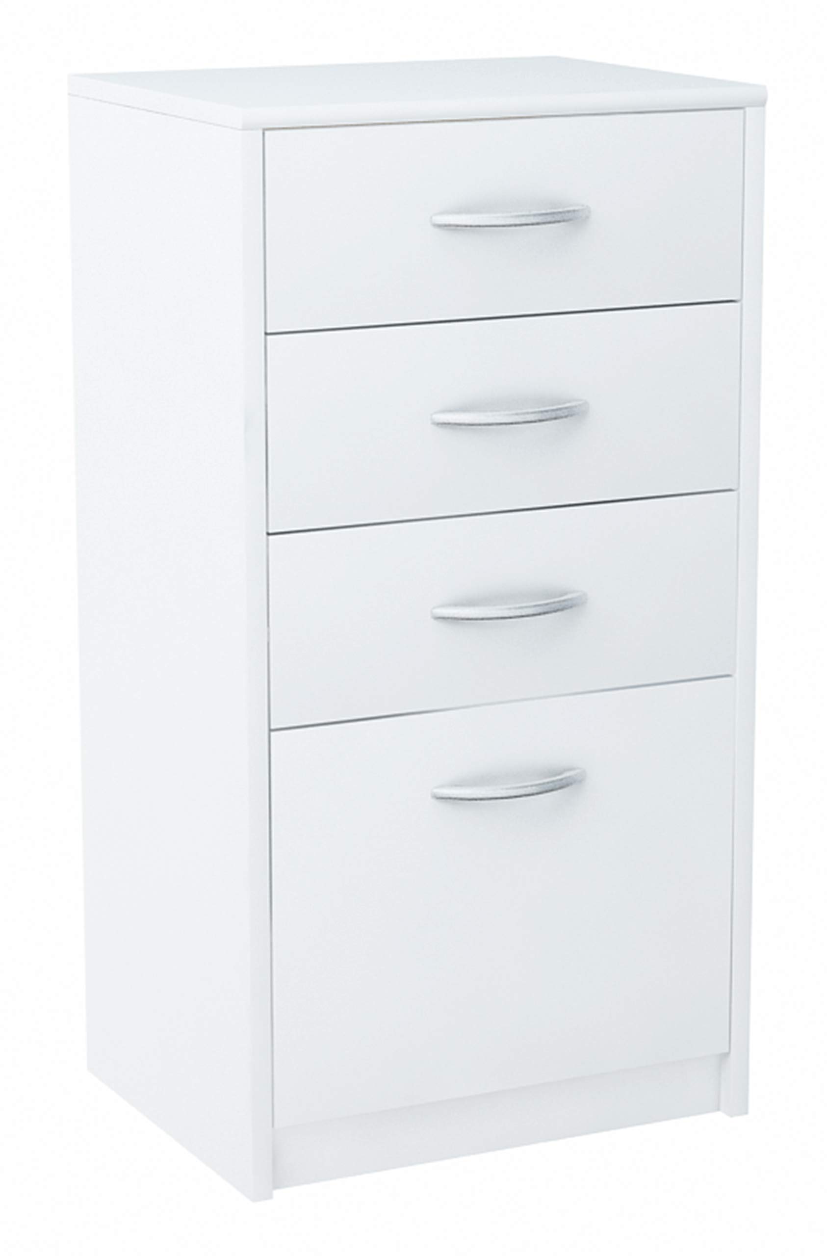 MATKAM Cassettiera quattro cassetti H L P 85 x 45 x 35 cm, maniglie in metallo satinato Cassetto L P 32 x 33 cm, guide in metallo (bianco)
