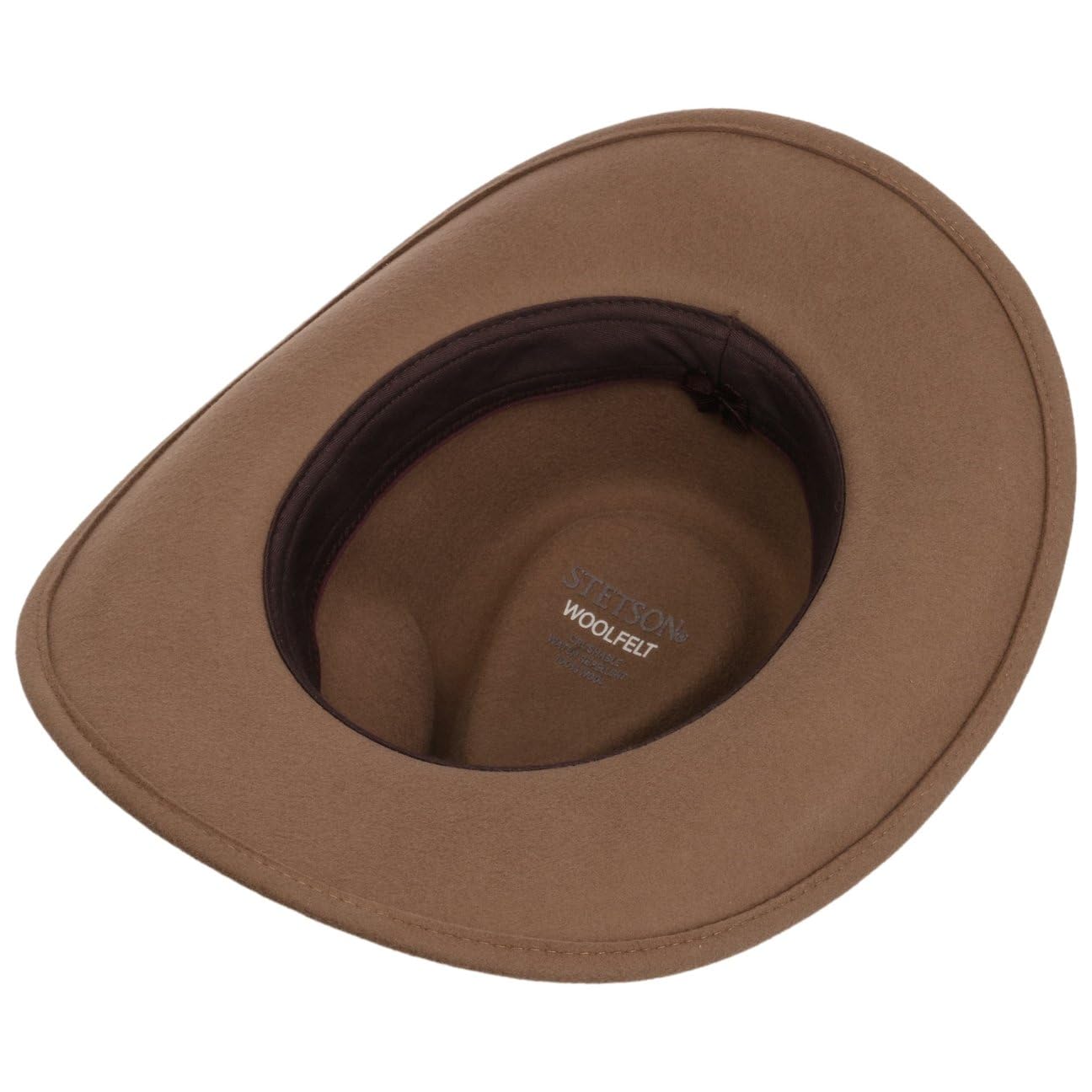 Stetson Oklahoma Wollfilz Westernhut Herren 100% wasserabweisender Filz Asahi Guard ultraleichter knautschbarer Hut mit Feder Lederband Sommer Winter