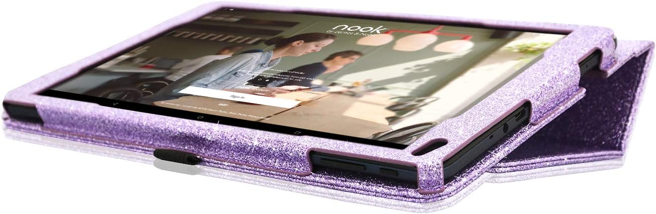 ACdream Case for Nook 10.1 Tablet Case 2018 Release(Not Fit Nook 10 HD 2021 Release), Premium PU Leather Cover Case for Barnes & Noble Nook 10.1 Tablet with Auto Wake Sleep Feature, Glitter Purple