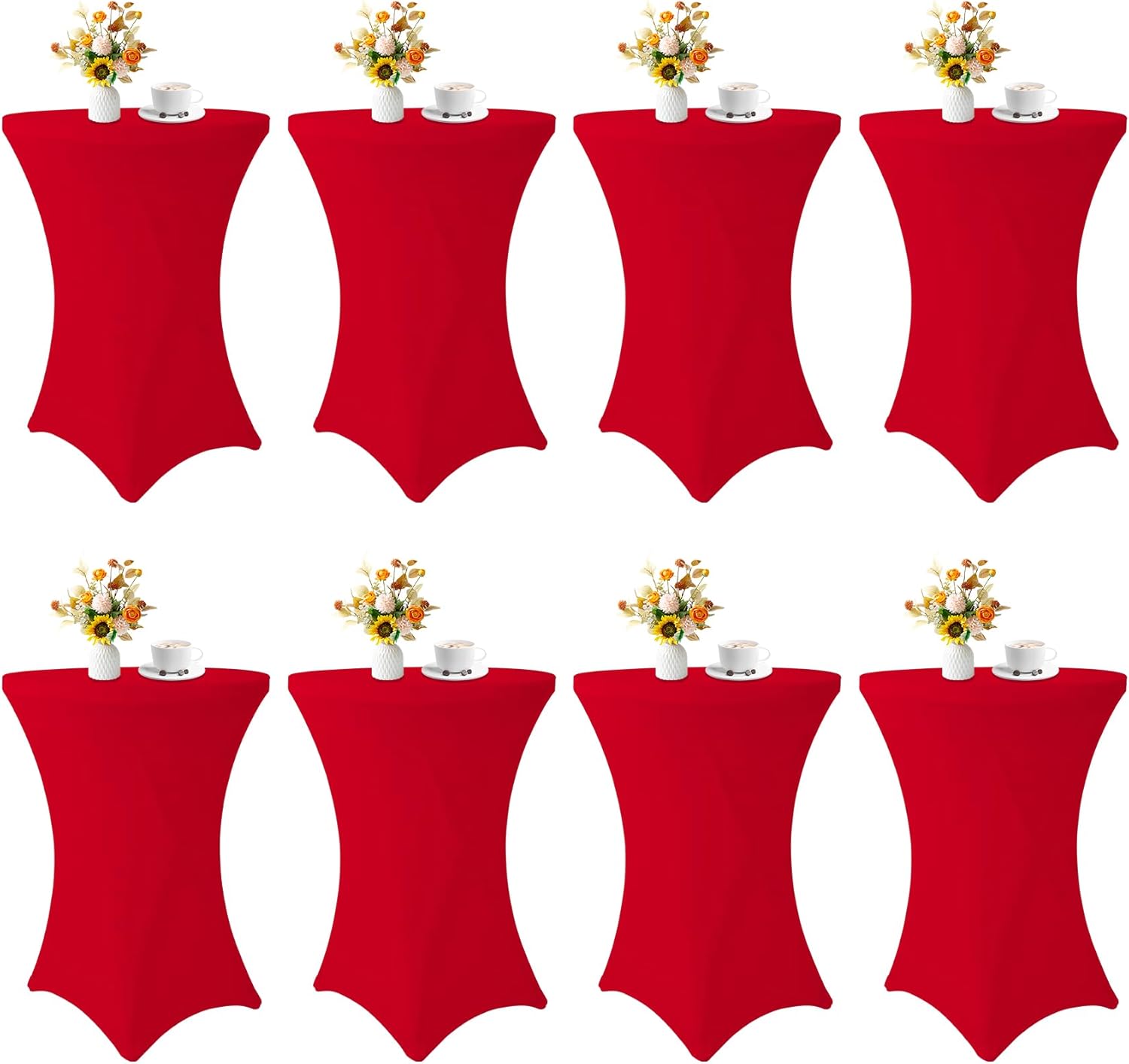 HAISIWLKJ 8 Pack Cocktail Table Covers 32x43 Inch Fitted Stretch Spandex Square Corners Table Cover High Top Cocktail Tablecloth for Round Tablecloth for Party, Wedding, Birthday, Banquet(Navy Blue)