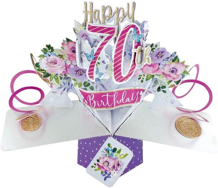 Happy 70th Birthday Pop-Up Greeting Card Original Second Nature 3D Pop Up Cards