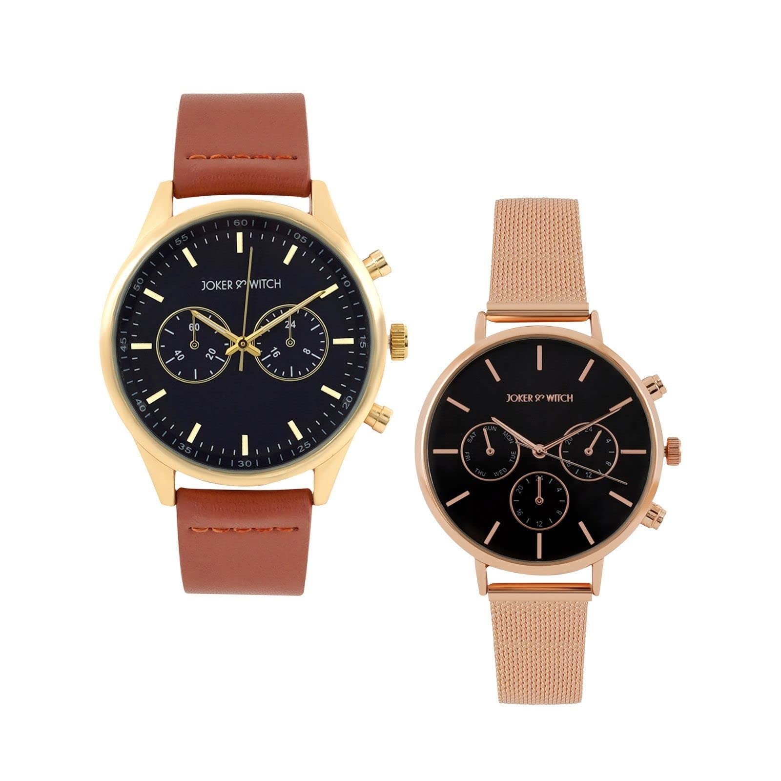 Joker & Witch Leather Soulmates Couple Analogue Watches, White Dial, Brown Band (B0BVB6W21P) Amazon Price History, Amazon Price Tracker