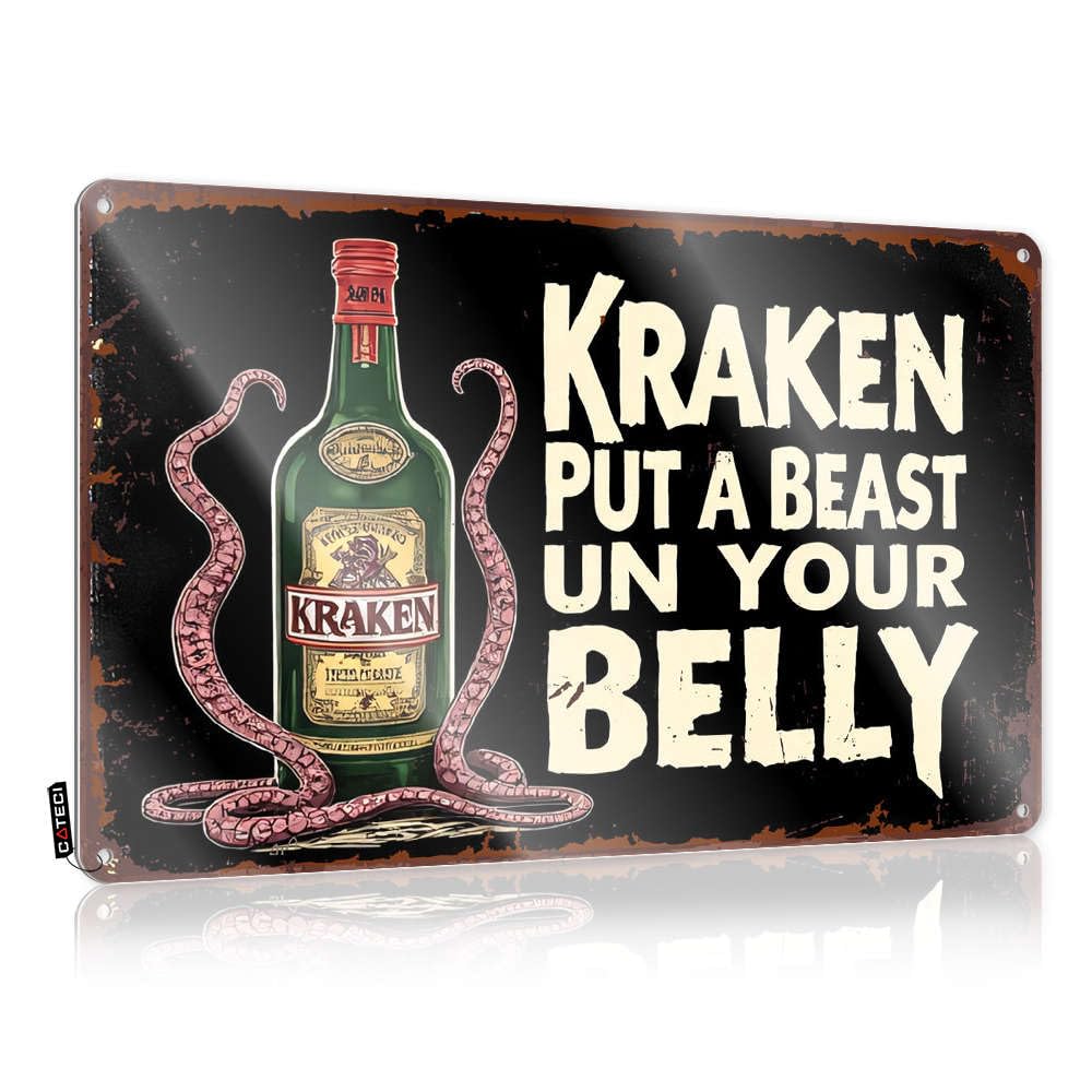 Fzfn Colour Kraken Rum: Put A Beast In Your Belly! Amazing Garage Stuff For Guys - Decorations Waterproof Hanging Wall Decor(30X40cm)