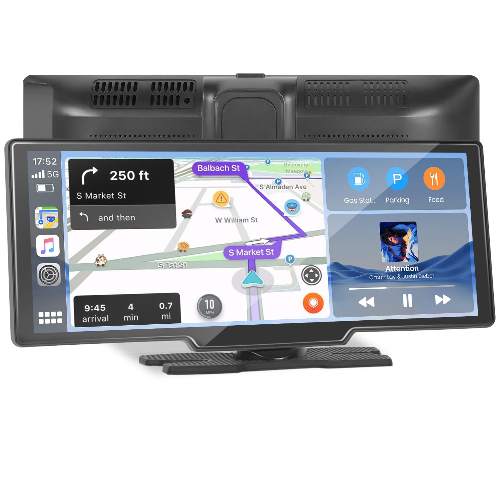 Bezprzewodowe radio samochodowe Inefala Bezprzewodowy samochód Carplay Andriod, ekran samochodowy z 10,26-calowym monitorem dotykowym, przenośne radio samochodowe z BT/FM/AUX/TF GPS, asystent głosowy