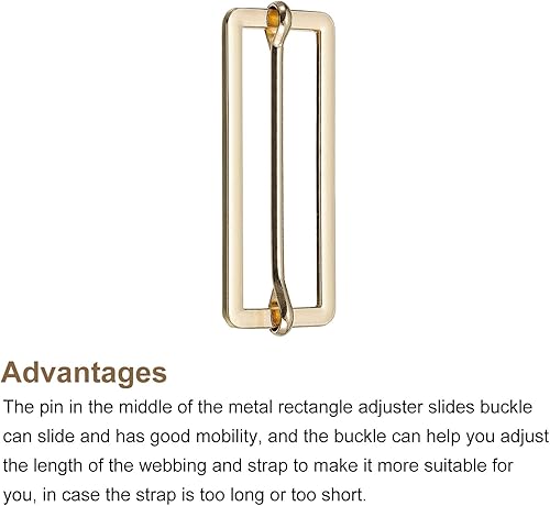 Miniatura 3 de uxcell Hebillas deslizantes, ajustador rectangular de metal, hebillas de pasador de rodillo, ajustador de correa deslizante para cinturón,